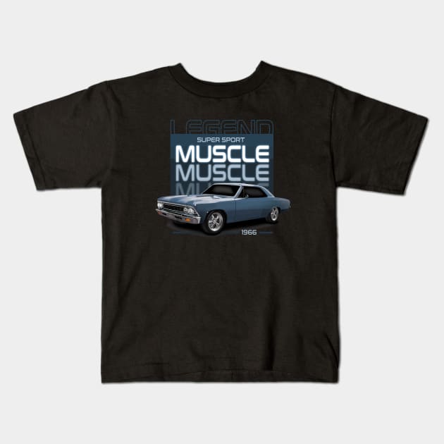 1966 Chevelle Kids T-Shirt by hardtbonez